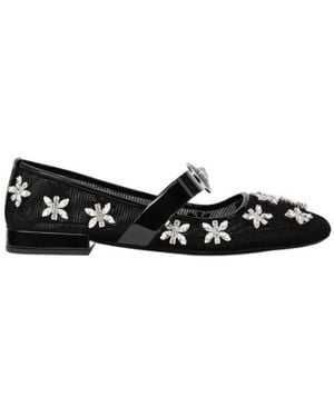 Versace Mesh Gianni Ribbon Ballerinas - Black