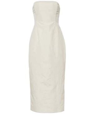 Magda Butrym Strapless Silk Taffeta Midi Dress - White