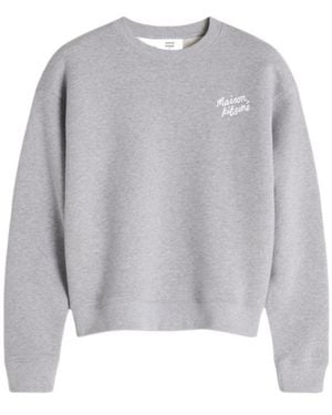 Maison Kitsuné Maison Kitsuné Logo Embroidered Crewneck Sweatshirt - Grey