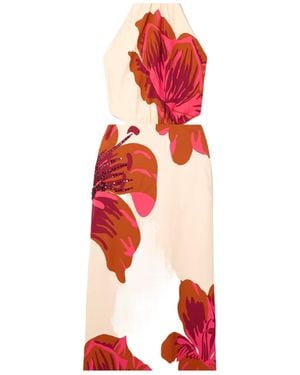 Johanna Ortiz Printed Spaghetti Strap Midi Dress - Red