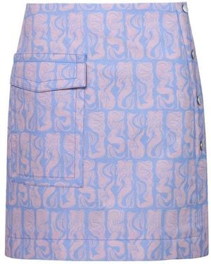 KENZO Floral Embroidery Bag Skirt - Blue