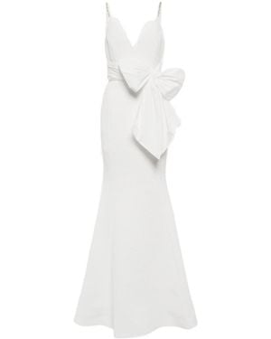 Rebecca Vallance Bridal Genevieve Bow-Trimmed Crepe Gown - White