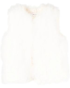 Yves Salomon Cropped Feather Vest - White