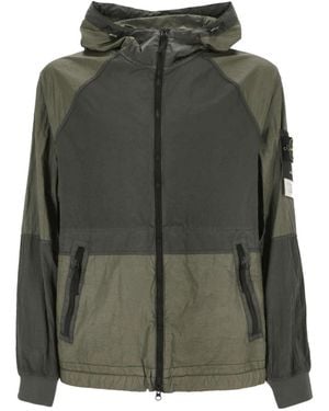 Stone Island Zip-Up Hooded Jacket - Green