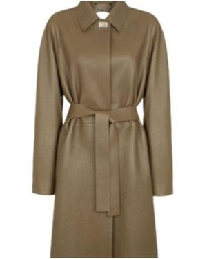 Fendi Leather Overcoat - Green