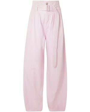 Agolde High-Waisted, Wide-Leg Organic Cotton Jeans - Pink