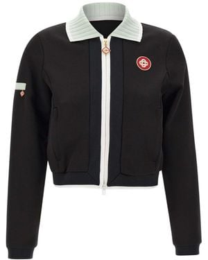 CASABLANCA High-Collar Embroidered-Logo Jacket - Black