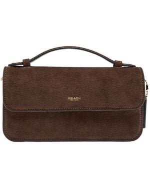 COACH Suede Top Handle Bag - Brown