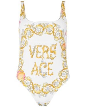 Versace Scoop Neck Swimsuit, Scoop Neck Design - Metallic