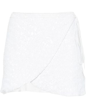 Oséree Sequin-Embellished Wrap Mini Skirt - White