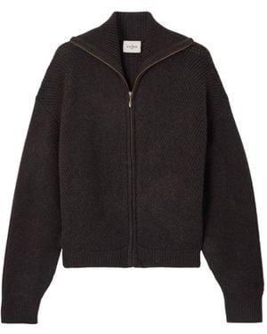 LeKasha Torsby Ribbed Organic Cashmere Cardigan - Black