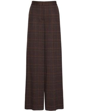 Max Mara Wide Glen Plaid Jersey Pants - Brown
