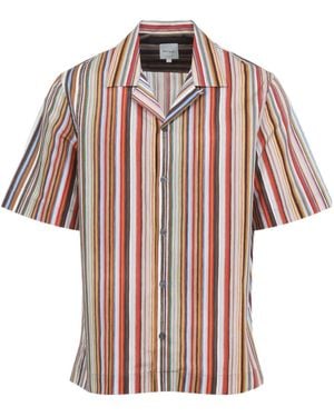 Paul Smith Striped Short-Sleeve Shirt - Red