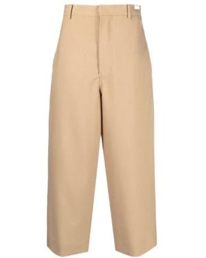 Marni Wide Leg Cropped Wool Trousers - Natural