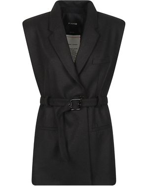 Pinko Belted Sleeveless Jacket - Black