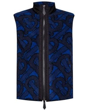 Burberry Jacquard Logo Fleece Gilet - Blue