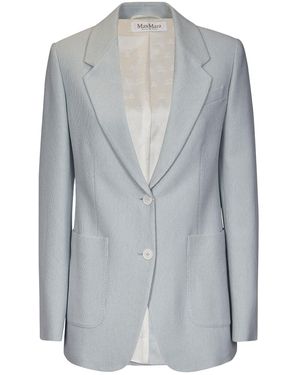 Max Mara Breasted Slim Suit Coat - Grey