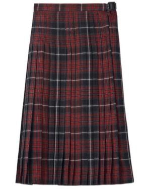 Burberry Checked Pleated Skirt - Purple