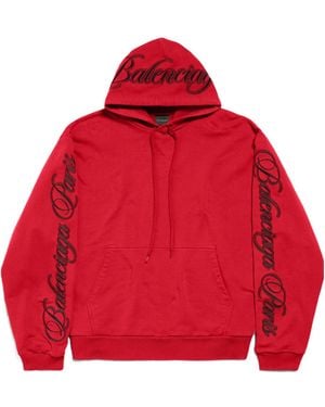 Balenciaga Cursive Oversized Hoodie - Red
