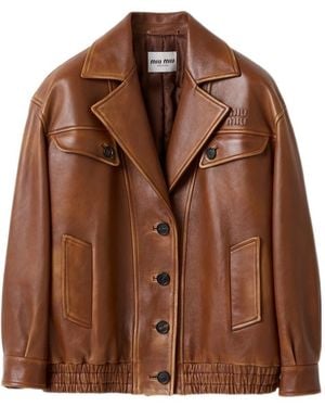 Miu Miu Button-Up Padded Jacket - Brown