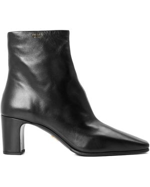 Prada Square Toe Ankle Boots - Black