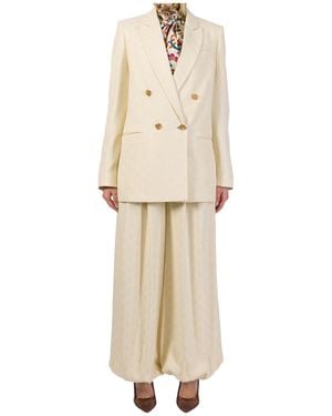 Etro Double Breasted Blazer With Welt Pockets - Natural