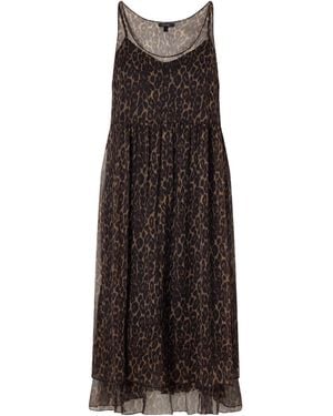 R13 Gathered Tiered Animal-Print Silk-Chiffon Midi Dress - Brown