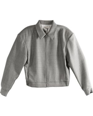 Amomento Wool Zip-Up Casual Jacket - Grey