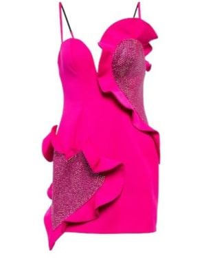 Area Embellished Wool Crepe Mini Dress - Pink