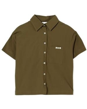 MSGM Chest-Pocket Short-Sleeve Shirt - Green