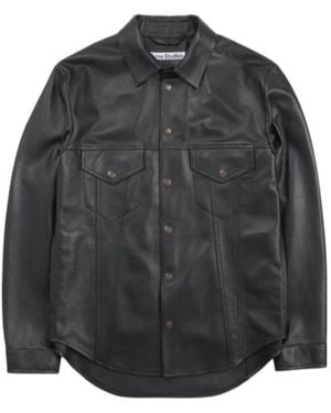 Acne Studios Long-Sleeved Leather Jacket - Black