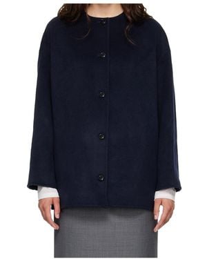 Loulou de Saison Cropped Coat With A Round Neck - Blue