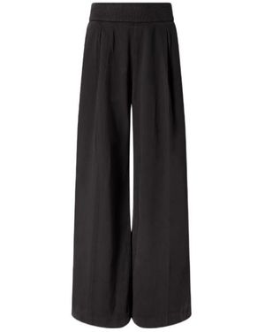 James Perse Ribbed Waist Wide Leg Trousers - Black