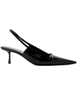 Saint Laurent Carine 55 Patent Leather Slingback Court Shoes - Black