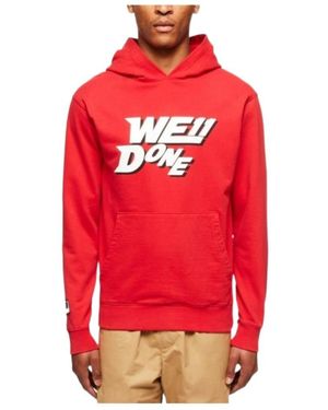 we11done Logo-Print Cotton Hoodie - Red
