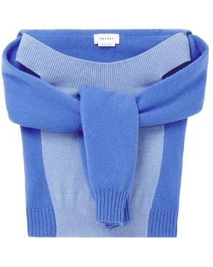 McQueen Wool Cashmere Trompe-L'Œil Knit Top - Blue