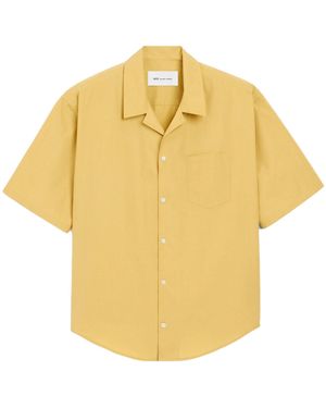 Ami Paris Short-Sleeved Curved Hem Shirt - Yellow