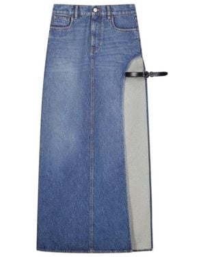 Coperni Garder Belt-Detail Side-Split Denim Skirt - Blue