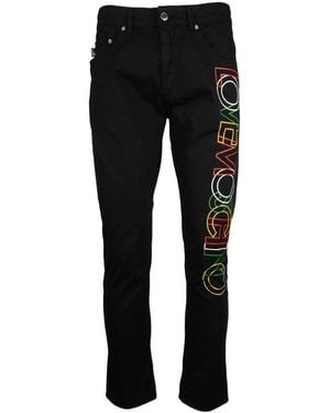Moschino Logo Logo Casual Trousers - Black