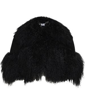 GIUSEPPE DI MORABITO Cropped Fur-Trimmed Jacket - Black