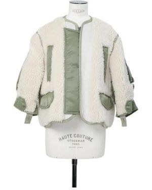 Sacai Faux Shearling X Nylon Twill Blouson - White