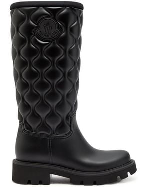 Moncler Kickstream High Quilted Rubber Wellington Boots - Black