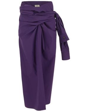 Quira High-Waisted Gathered-Detail Skirt - Purple