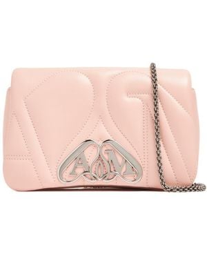 McQueen Logo Plaque Chain-Link Shoulder Bag - Pink