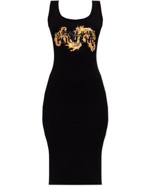 Versace Jeans Couture Couture Baroque Logo Bodycon Dress - Black