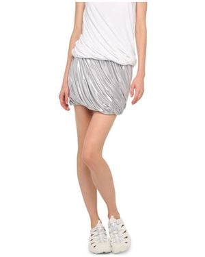 Norma Kamali Metallic Draped Mini Skirt - White