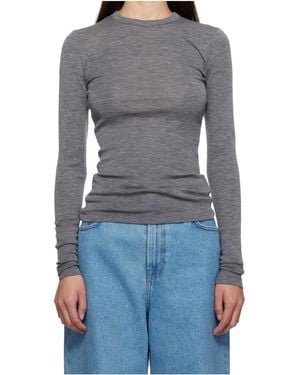 Rohe Round Neck Long-Sleeved T-Shirt - Blue