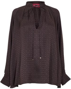 Gucci Stand-Up Collar Long-Sleeved Top - Purple