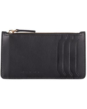 Marni Solid-Color Leather Card Holder - Black