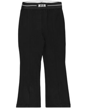 MSGM Logo-Waist Flared Jersey Pants - Black